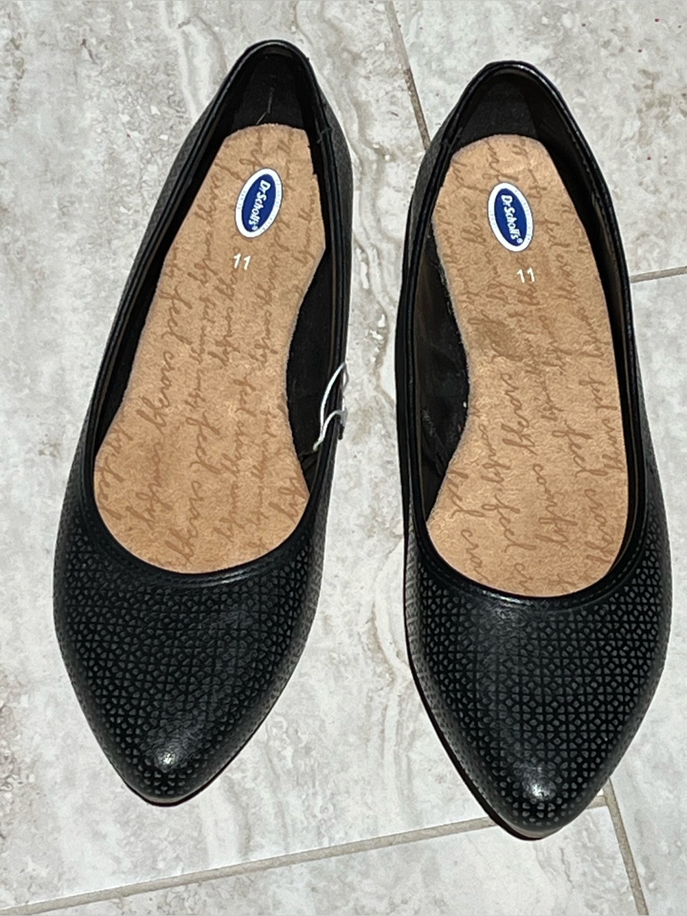 Dr Scholl's black textured flats Sz 11. NWOT
